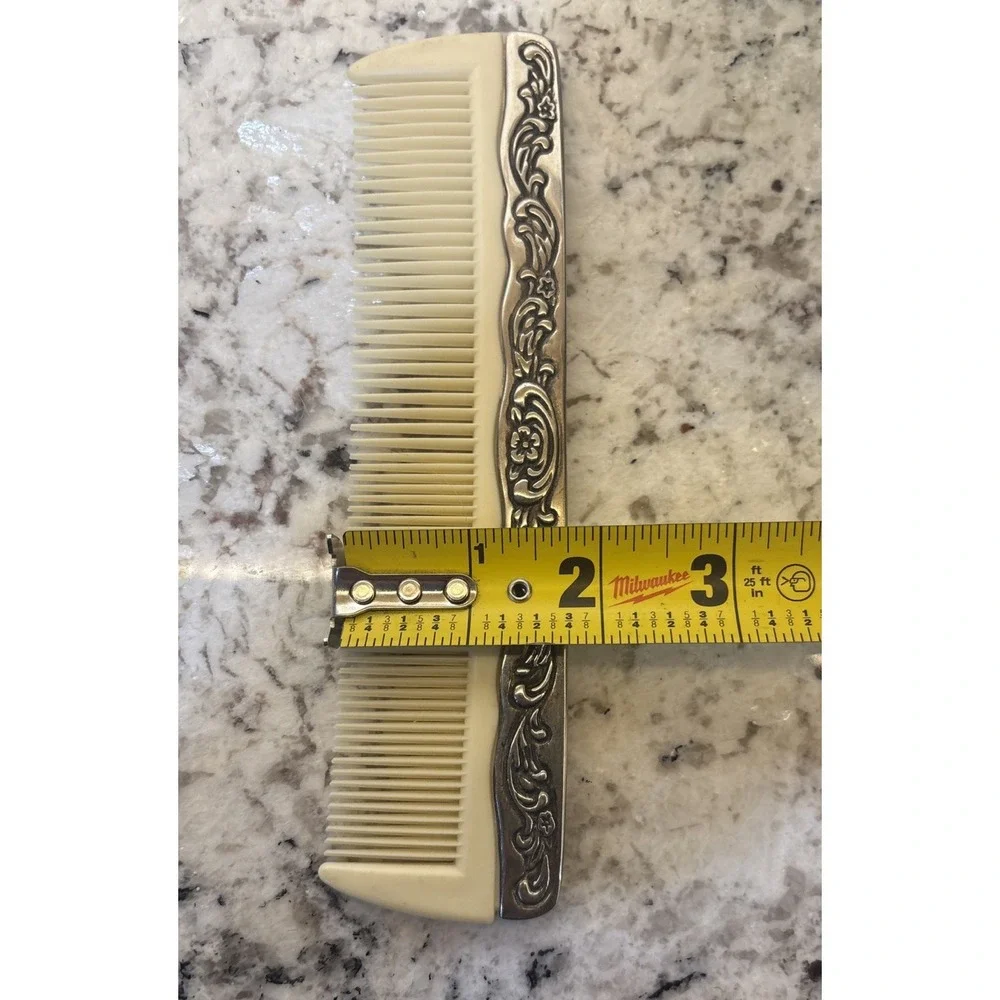 VTG Silver‎ Plate Vanity Mirror Set Hand Mirror Round Mirror Comb Ornate Floral
